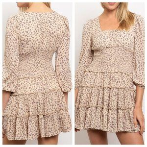 Printed Boho Summer Dress Taupe